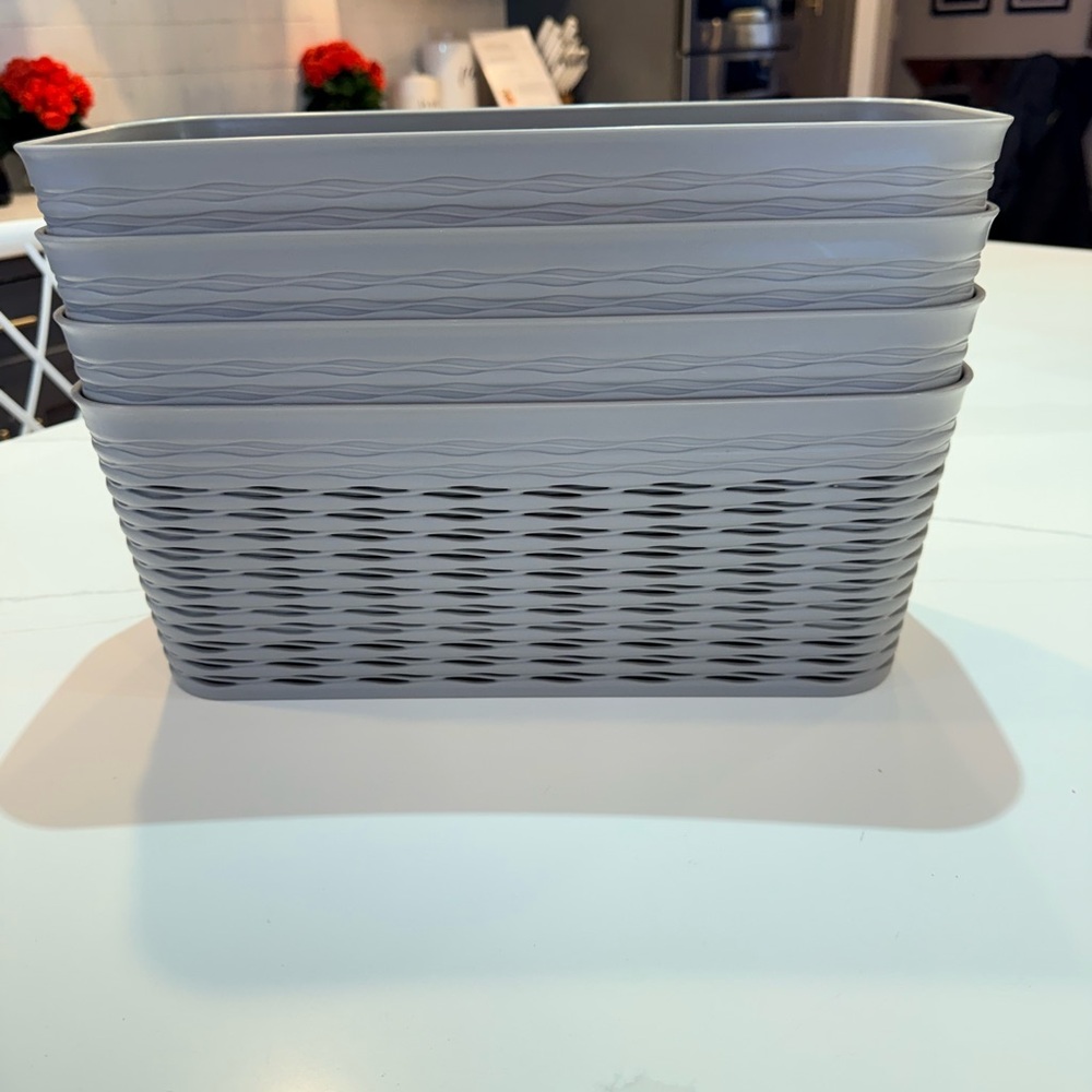 Gray Woven Storage Baskets x 4